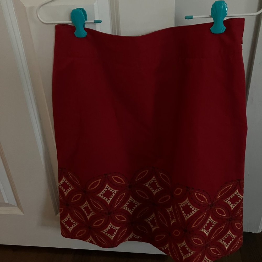 Talbot's Red Embroidered skirt